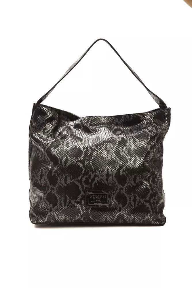 Black snake print handbag with handles