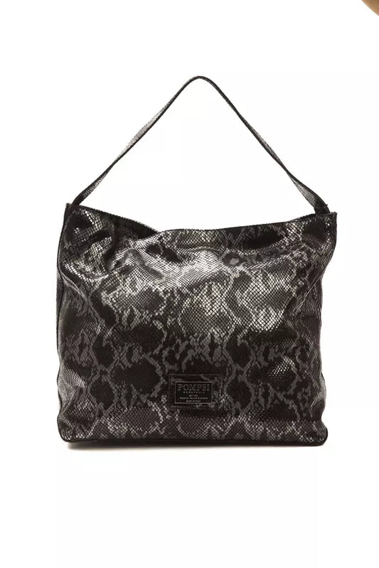 Black snake print handbag with handles