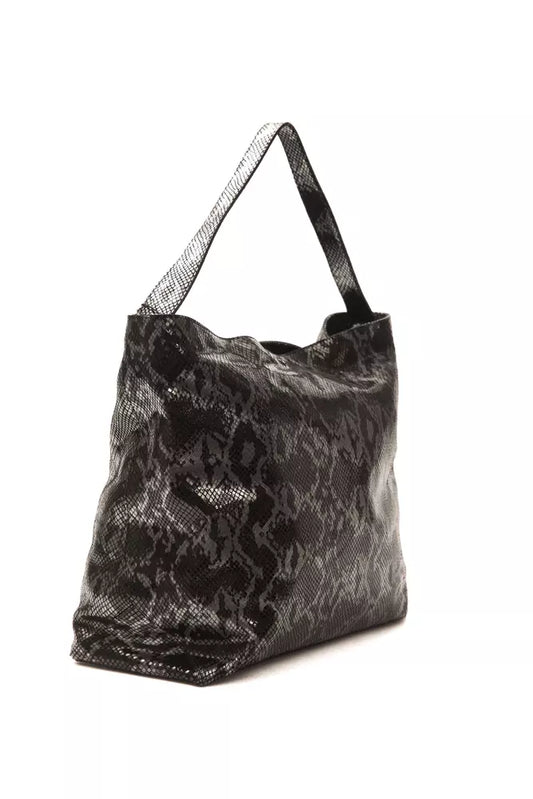 Black handbag with patterned design