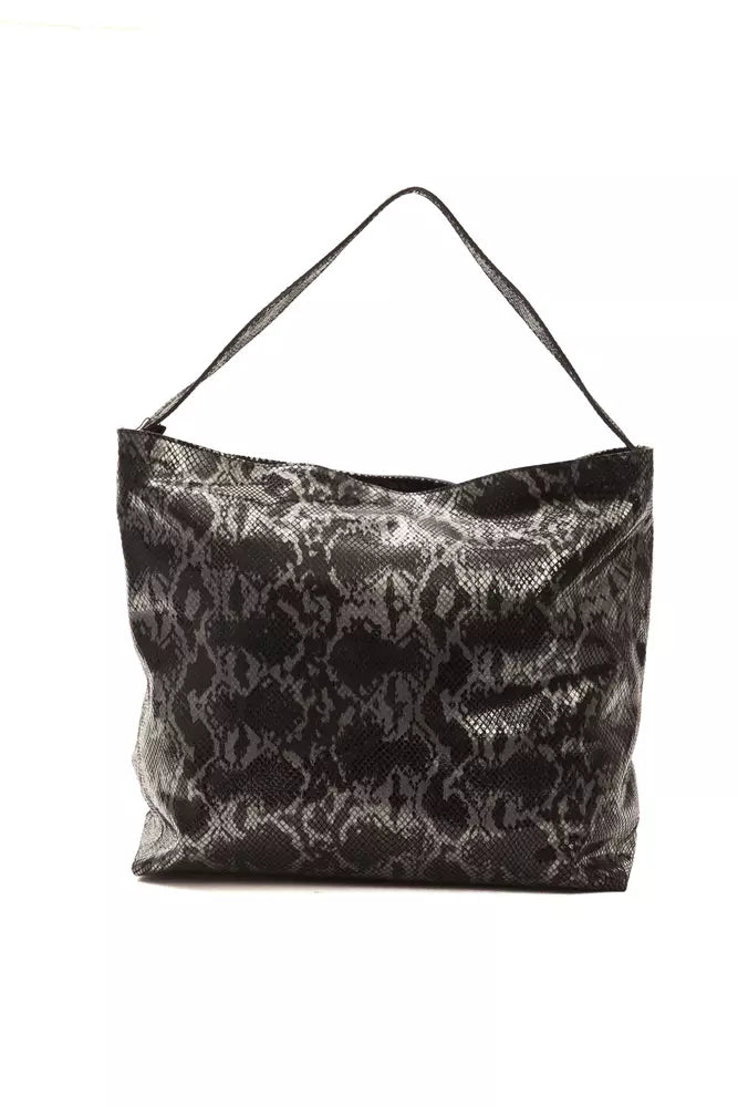 Black snake print tote bag with handles