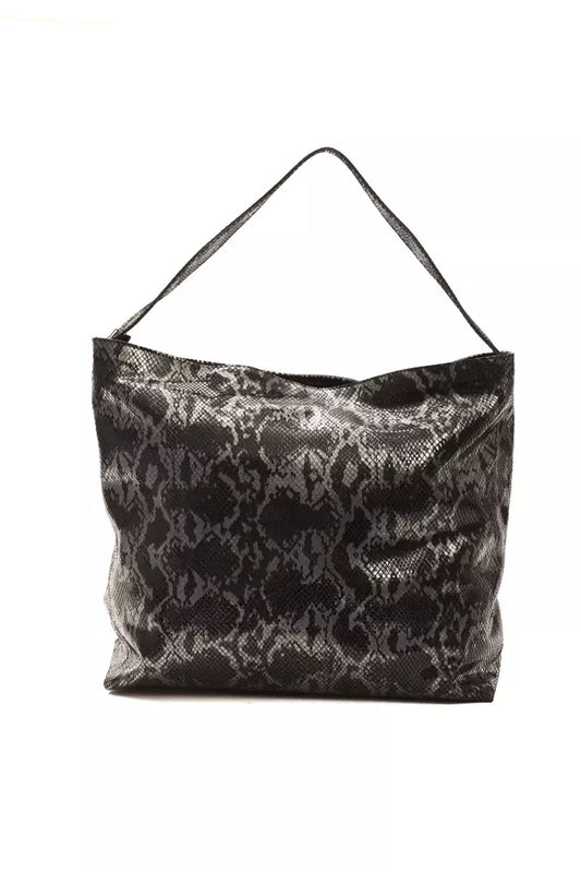 Black snake print tote bag with handles