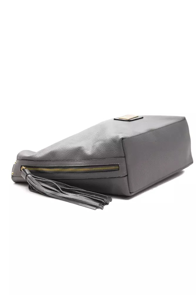 Black leather case with zipper closure