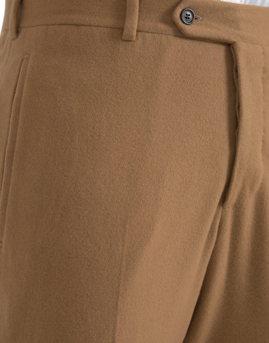 Brown tweed trousers with button closure