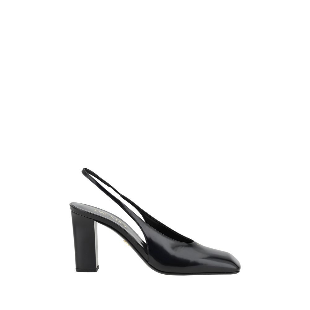 Black high heel shoe with strap detailing