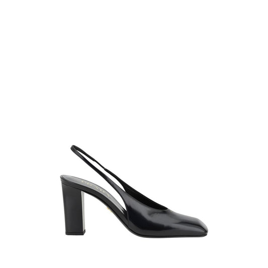 Black high heel shoe with strap detailing