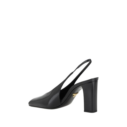 Black high heel shoe with strap detailing