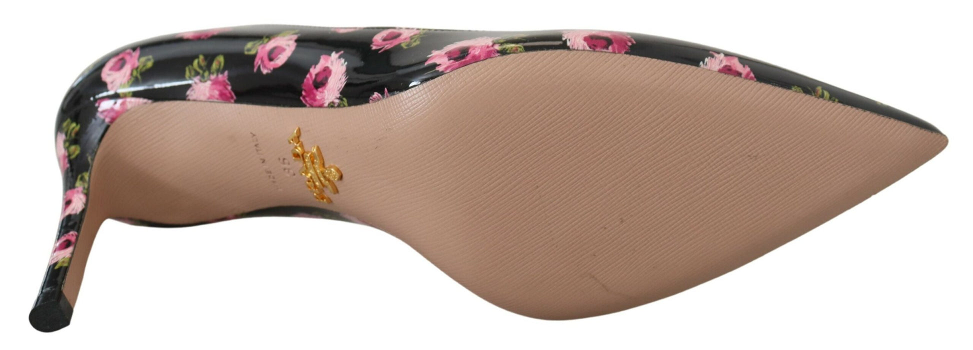 Mannequin torso with floral patterned fabric and gold accents