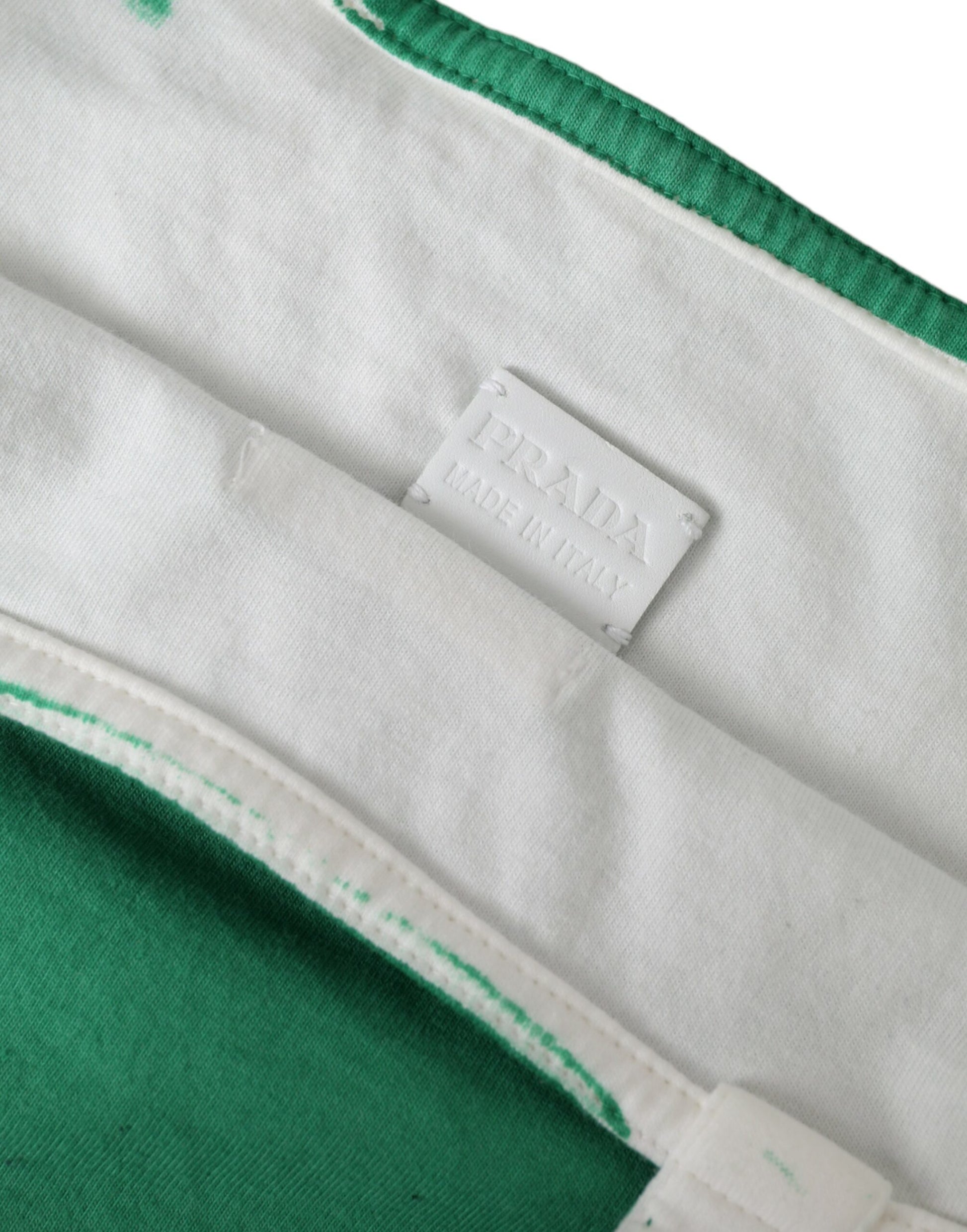 White and green fabric item with tag
