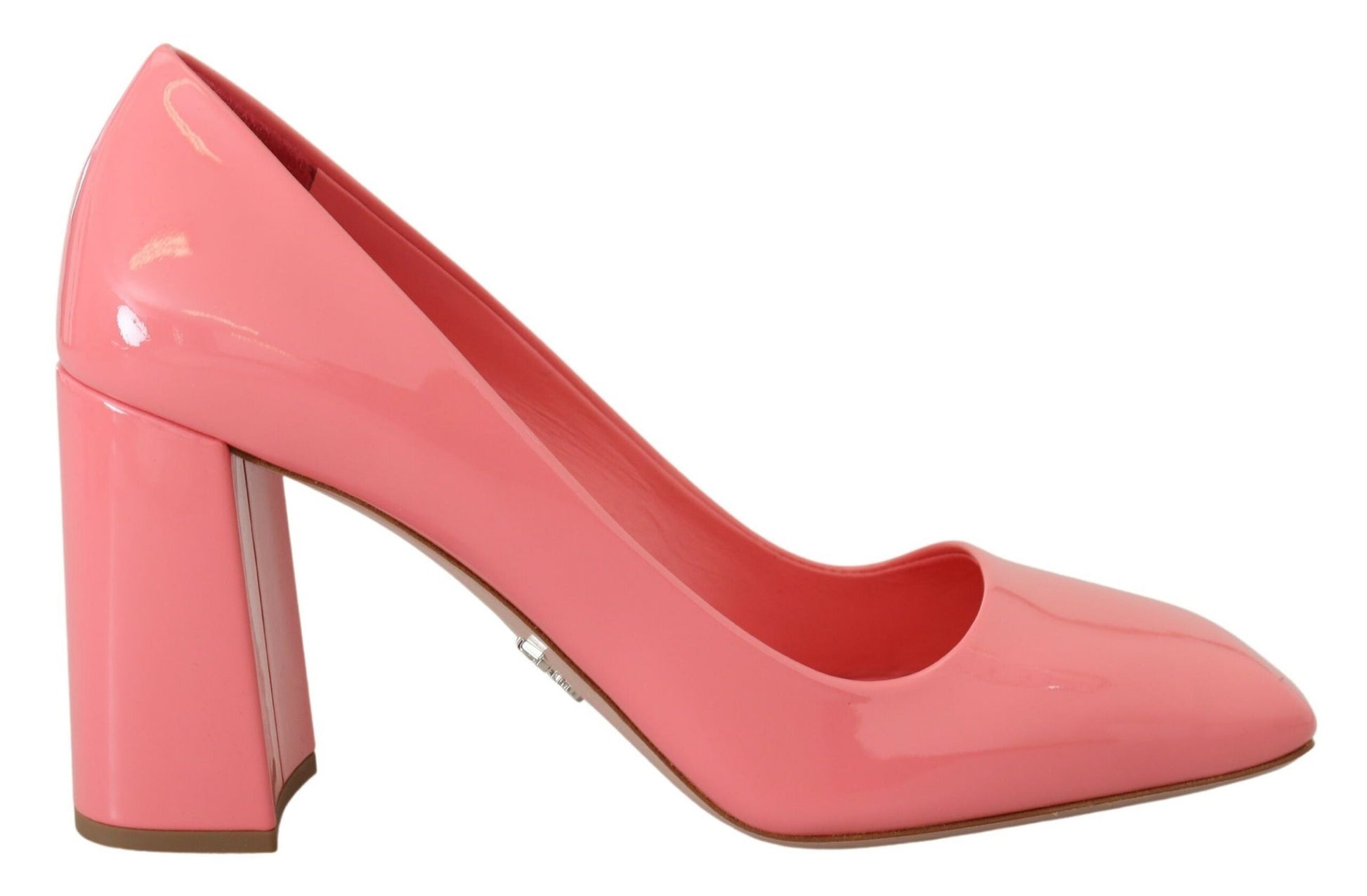 Pink high heel shoe with stiletto heels and a pointed toe