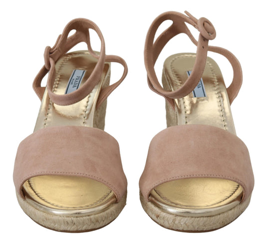 Pair of women's sandals with gold accents and brown straps