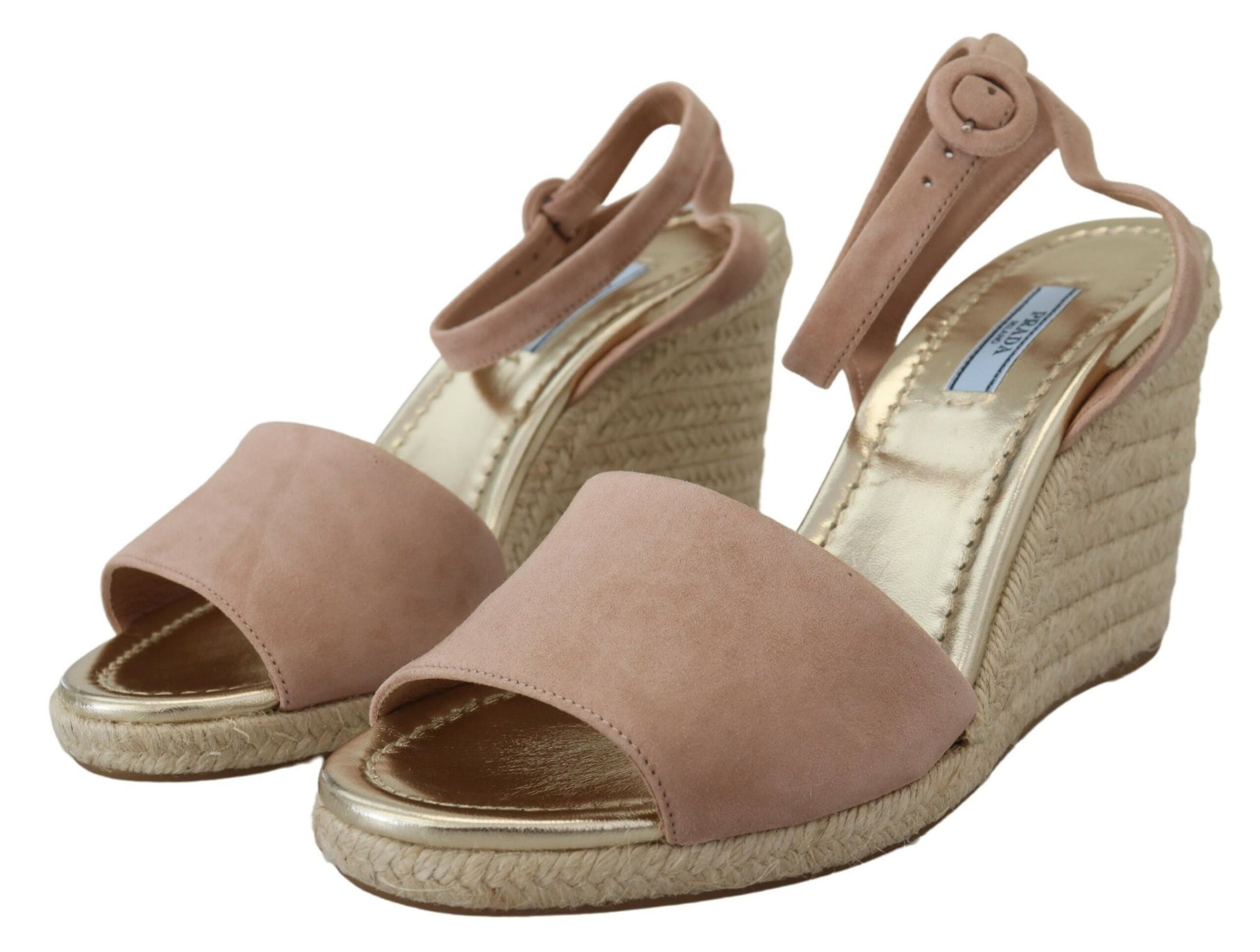 Pair of women's sandals with a wedge heel and an open toe design