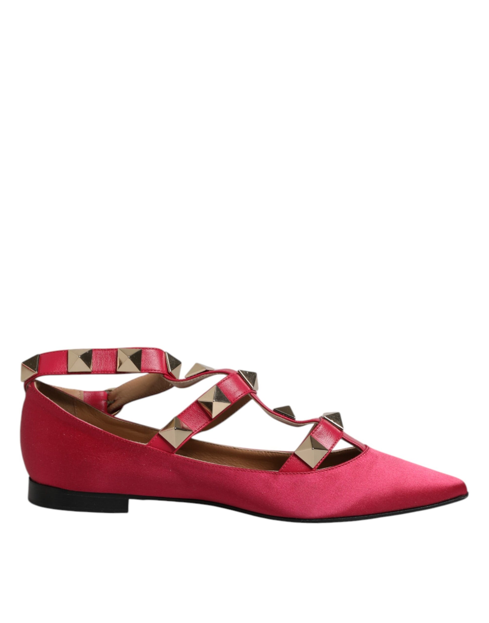 Red high heel shoes with gold accents