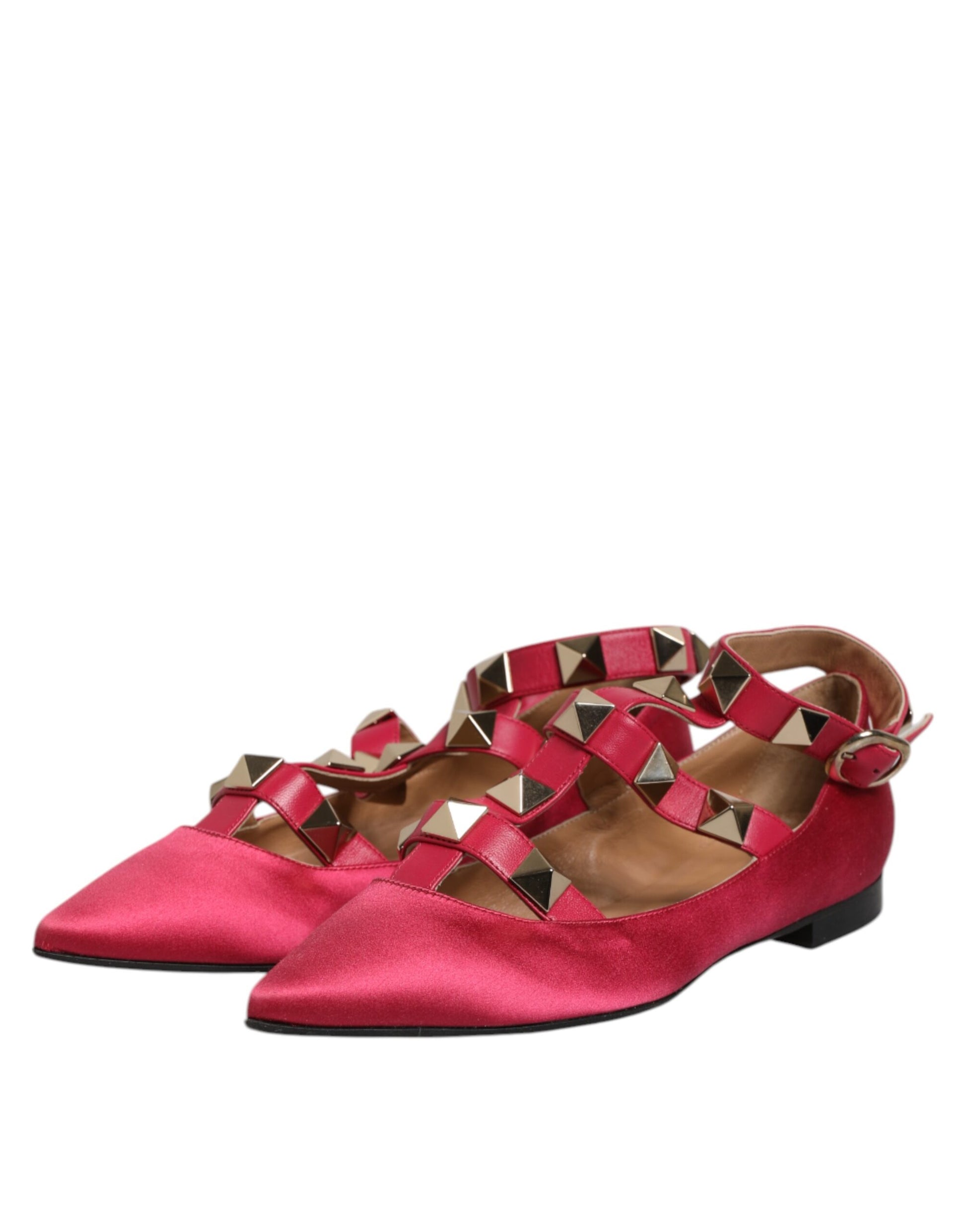 Red high heel shoes with gold accents