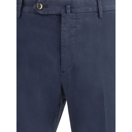Pair of men's cotton pants with a slim fit and classic design, featuring a neutral color palette and tailored styling.