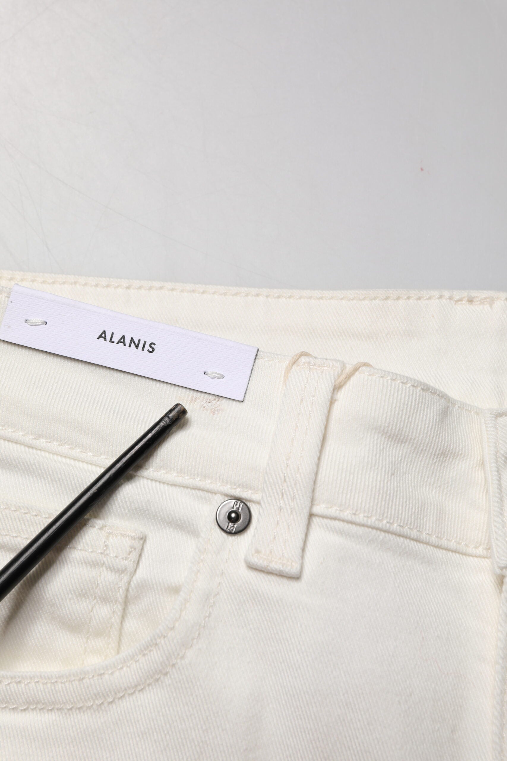 White label on jeans