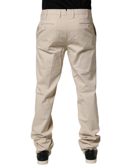 Tan men's chino pants with cargo pockets, mid-waist, straight leg