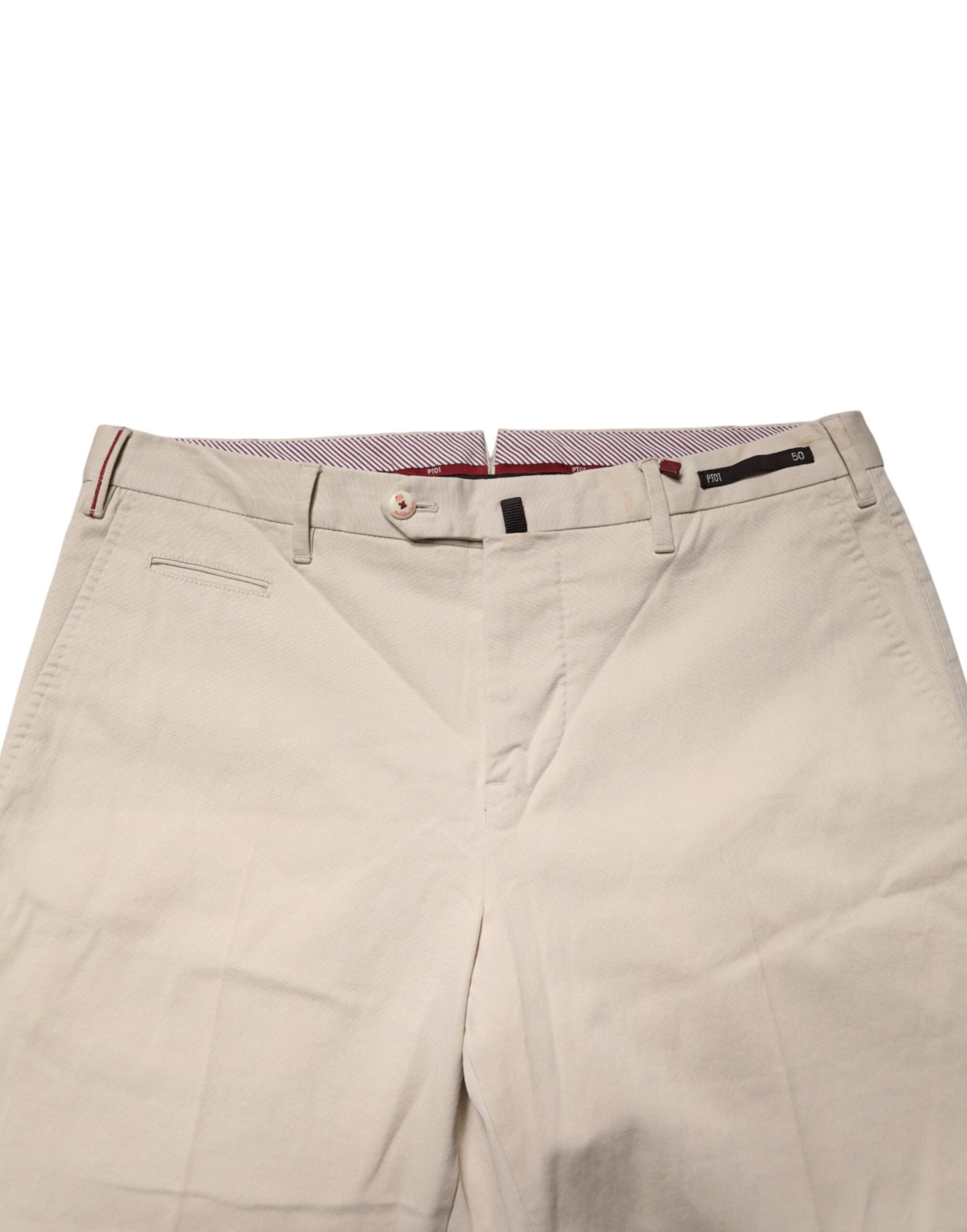 Tan men's chino pants with mid-waist, straight leg and two pockets