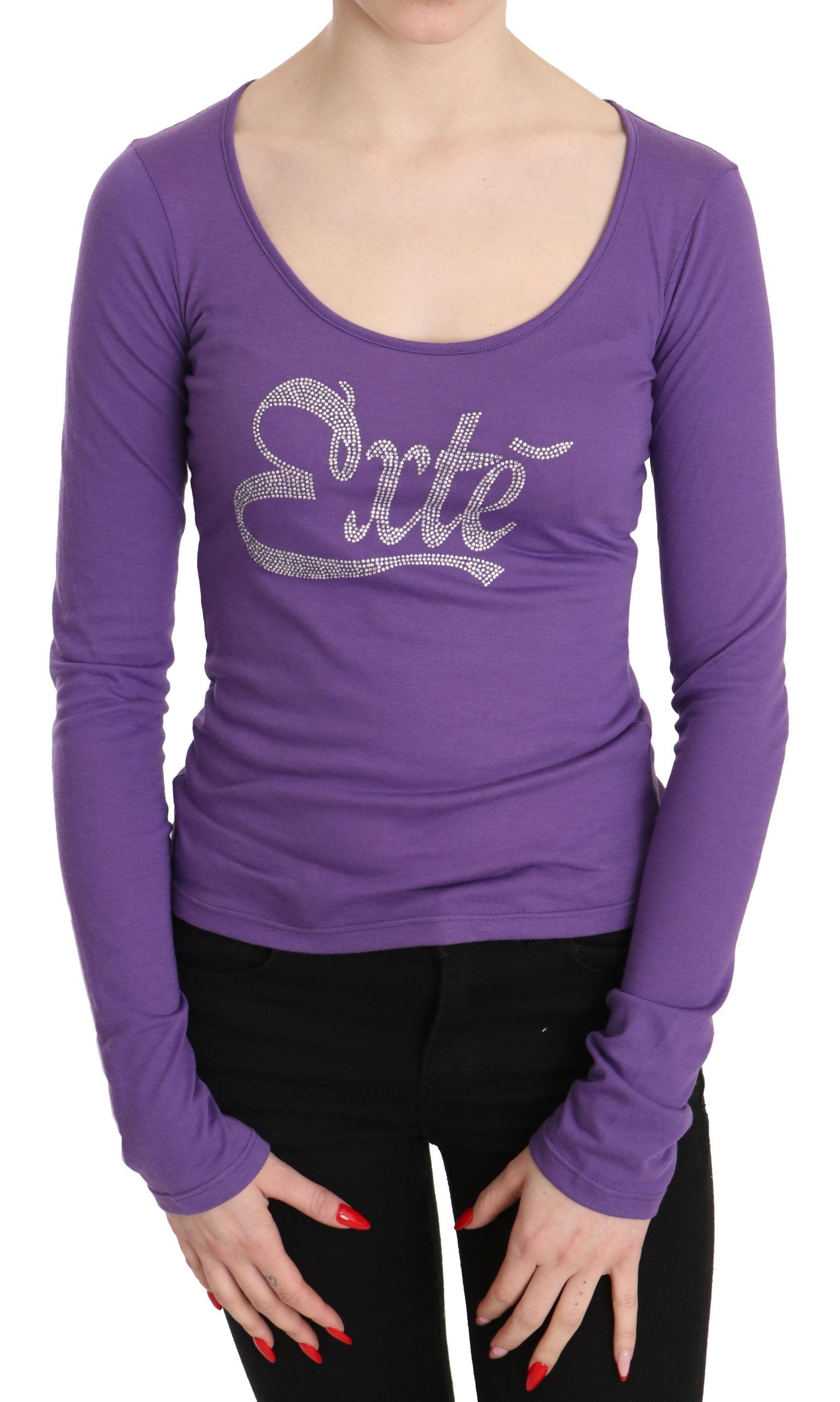 Long sleeve purple shirt with embroidered name on front