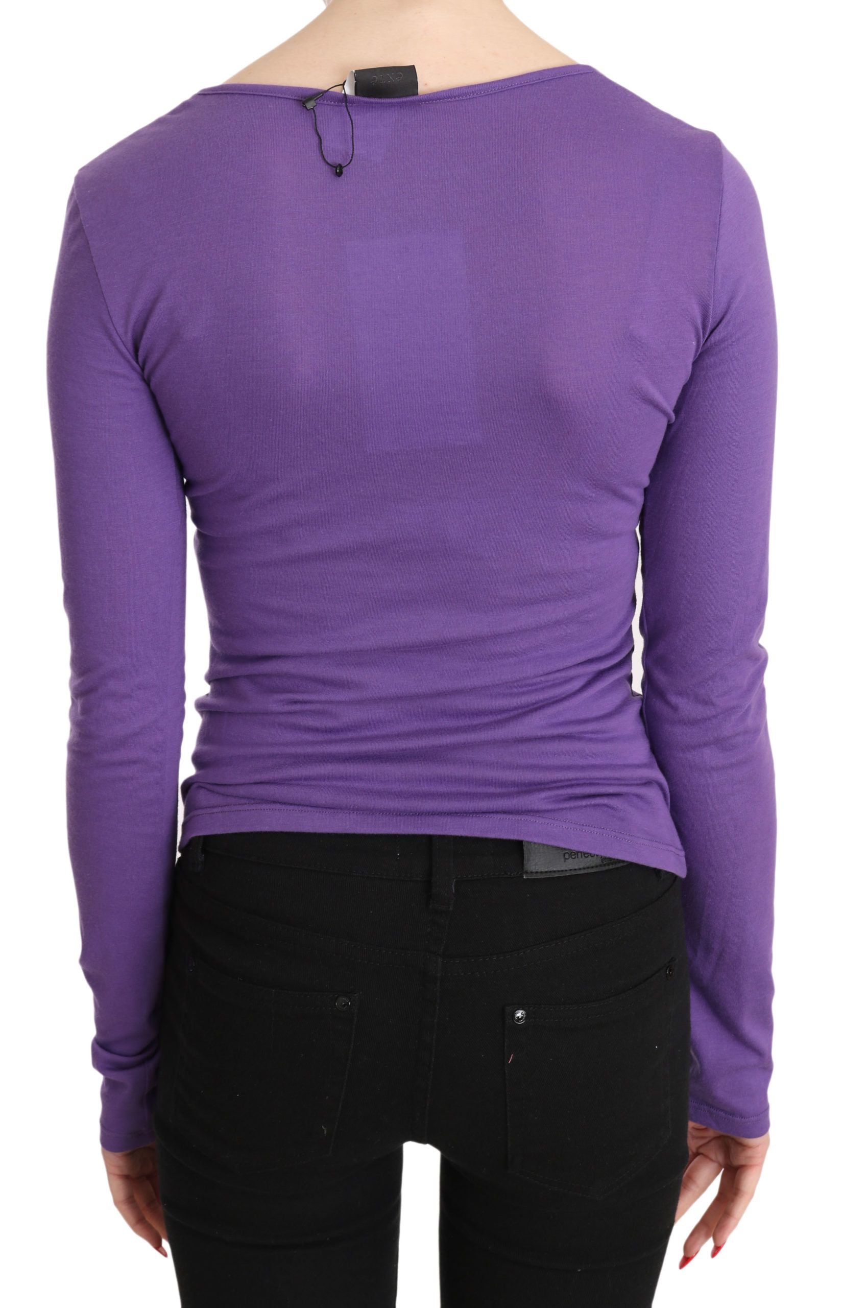 Long sleeve purple shirt on a mannequin torso