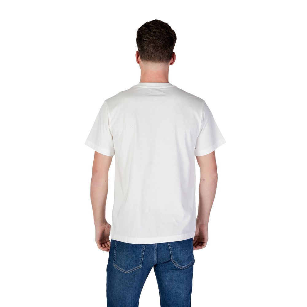A white cotton t-shirt with short sleeves