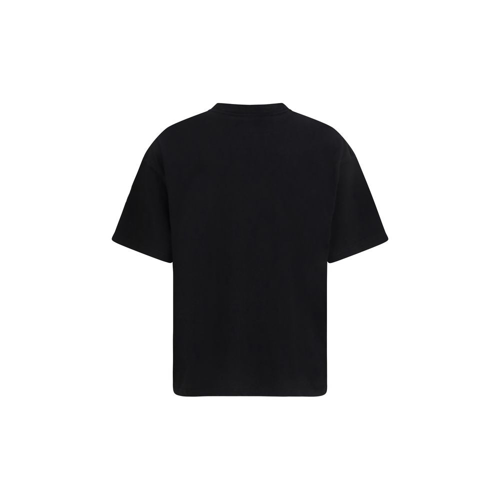 A black cotton t-shirt with short sleeves
