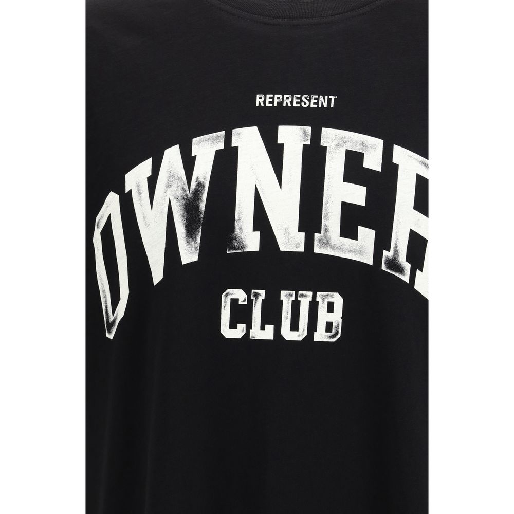 Black cotton t-shirt with white text reading "REPRESENT OWNER CLUB"