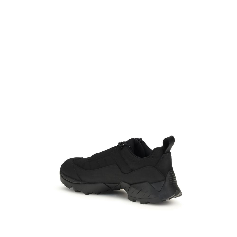 Black polyamide athletic sneakers with white sole
