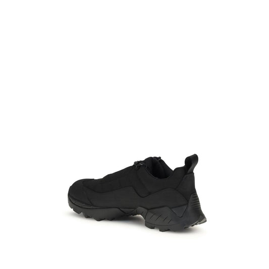 Black polyamide athletic sneakers with white sole