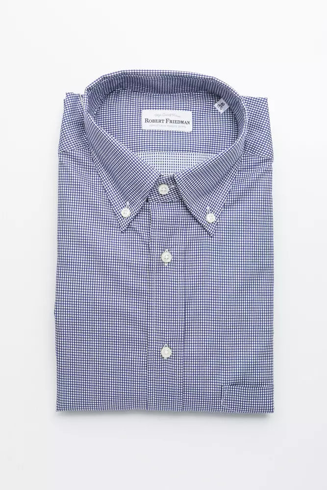 Blue plaid shirt with buttons