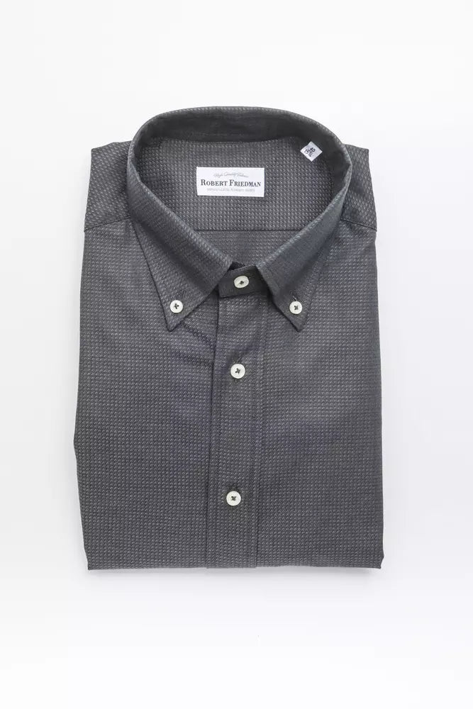 Men's button down shirt in dark grey fabric