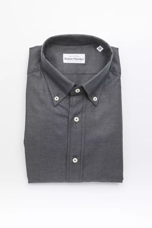 Men's button down shirt in dark grey fabric