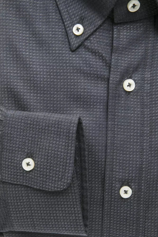Navy blue jacket with two buttons on front