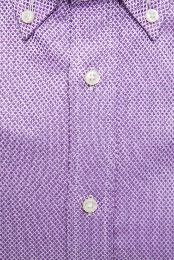 Purple patterned shirt with buttons