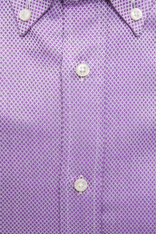 Purple patterned shirt with buttons