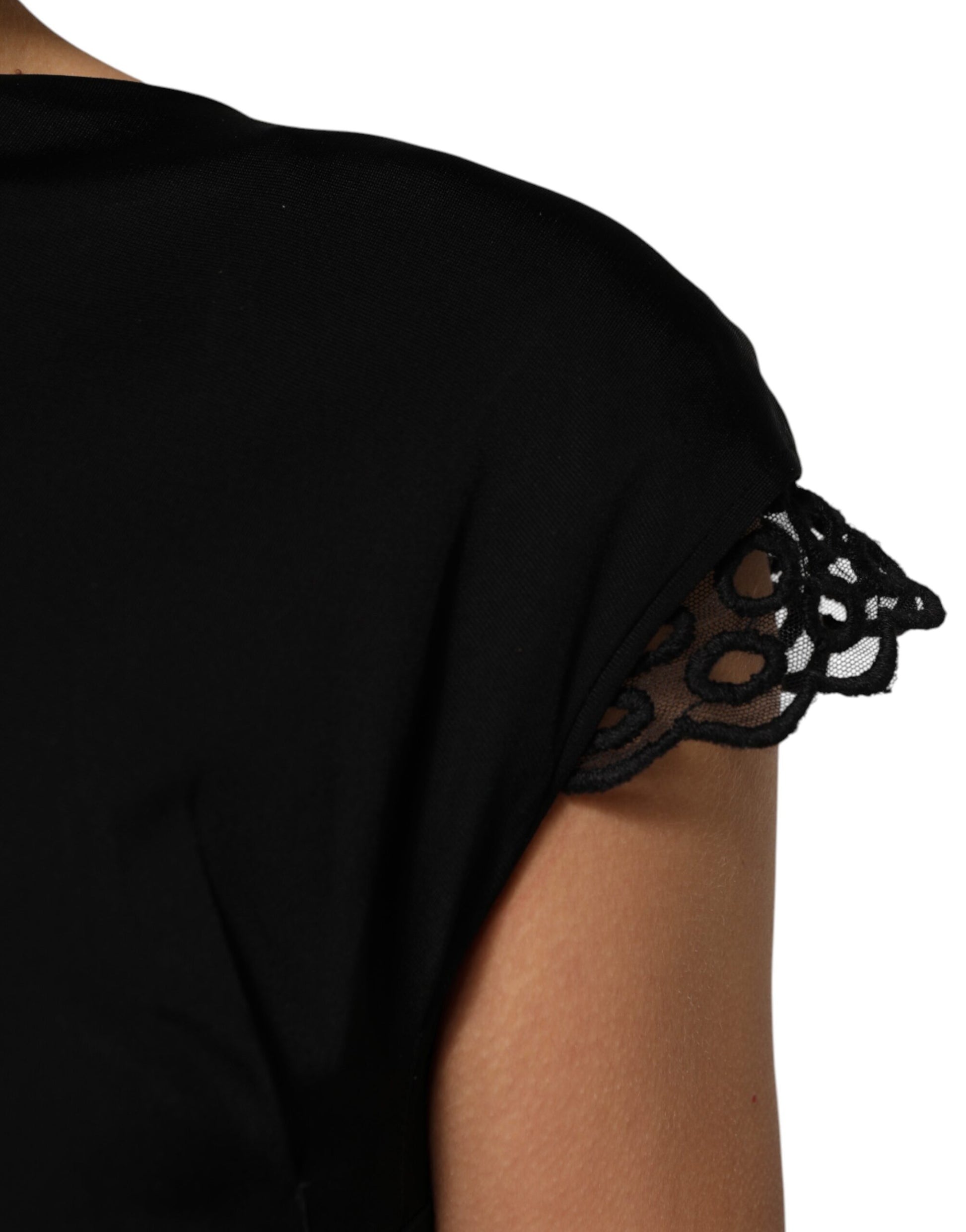 Black lace sleeve on shirt