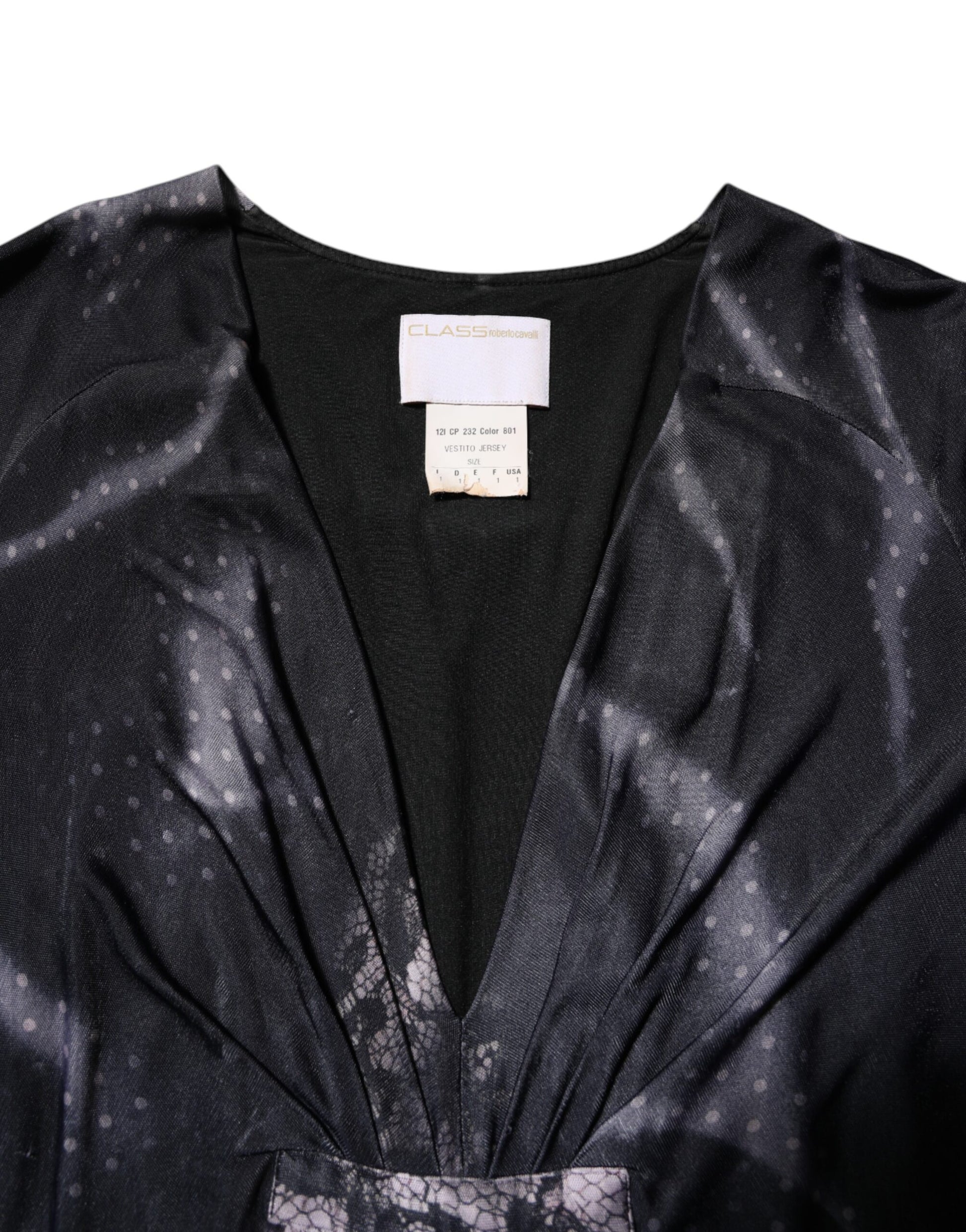 A black floral viscose midi dress with a V-neckline and short sleeves