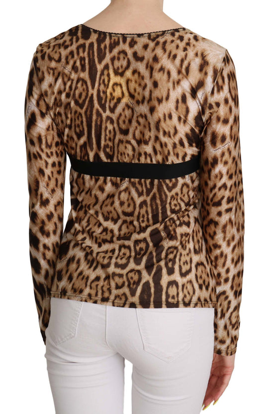 Leopard print top with black belt at waist