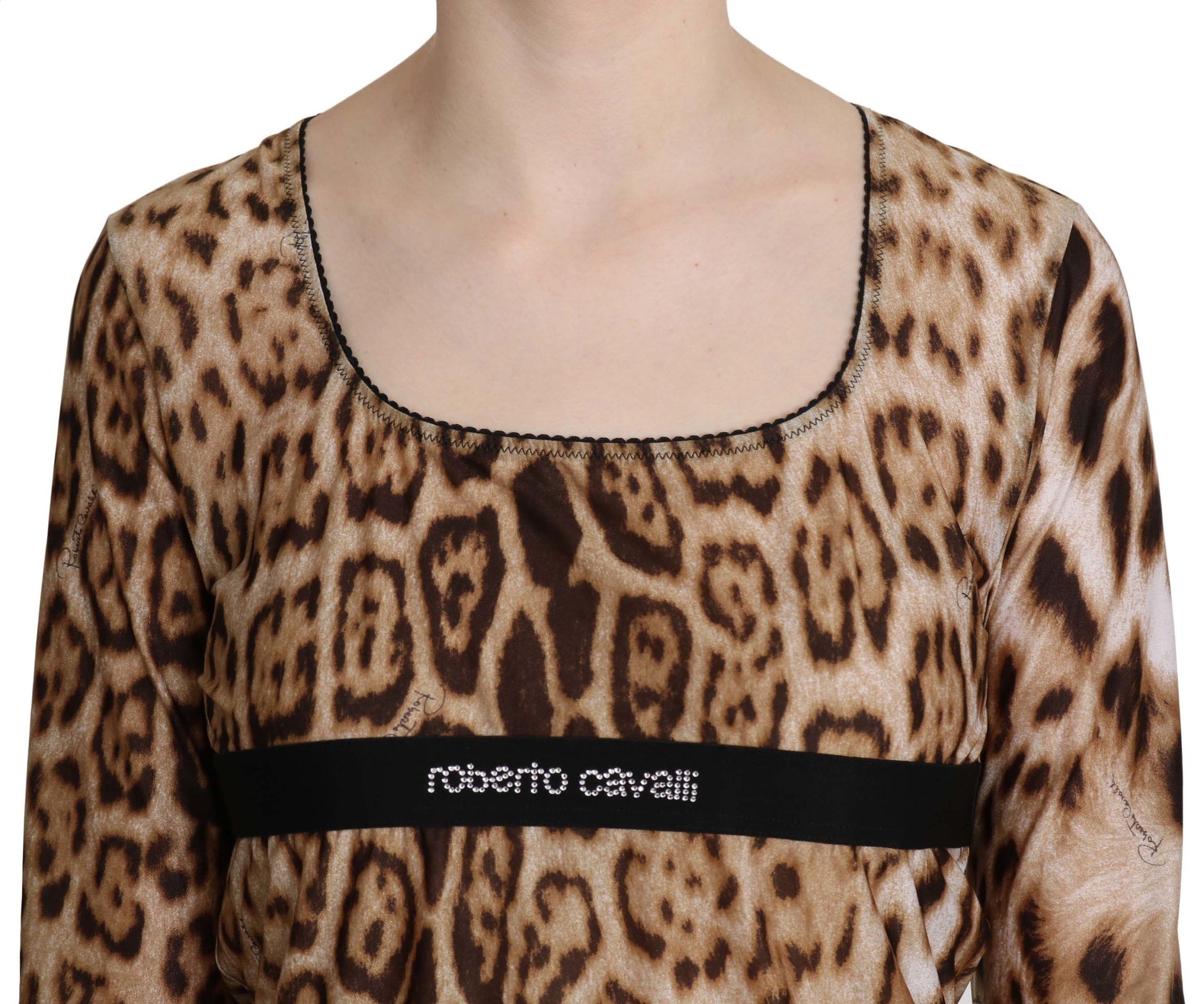 Leopard print top with black trim