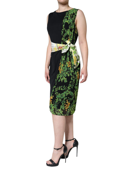 A knee length dress with a floral pattern
