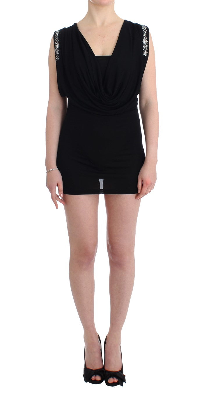 Black dress with sheer overlay
