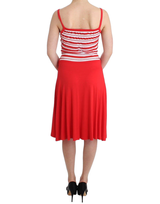 Red skirt with ruffles on back