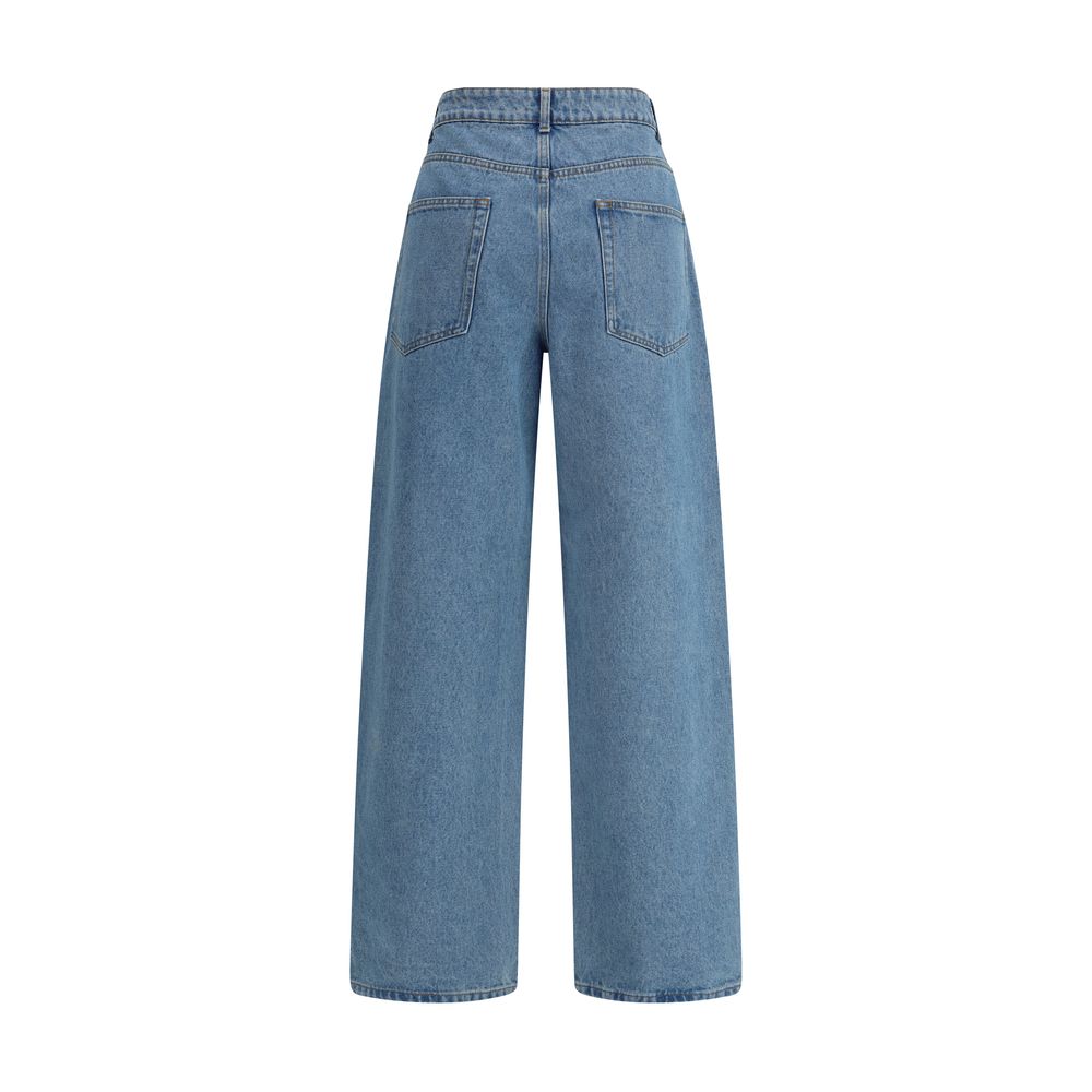 Pair of blue flared jeans