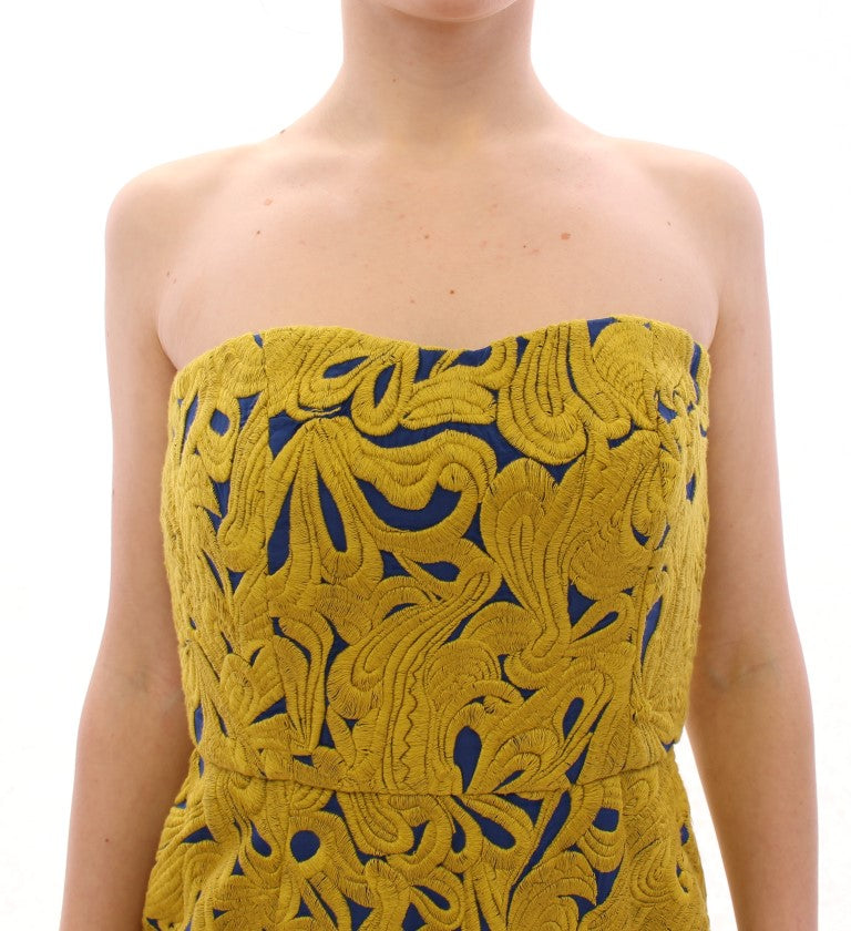 Yellow and blue embroidered dress