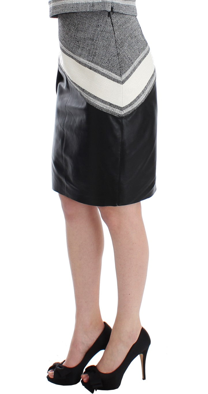 Black leather skirt with zipper detailing