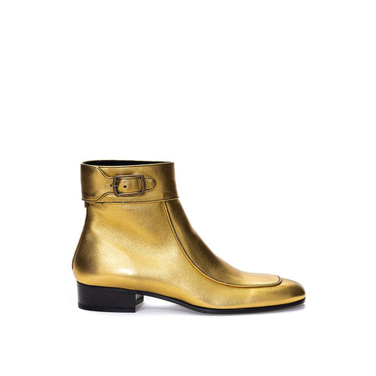 Gold glittery boot with a heel