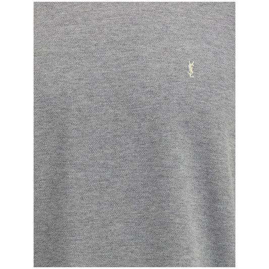 Grey sweater with yellow logo on left chest
