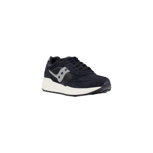 Black and white athletic sneakers with laces, featuring a bicolor design on the upper
