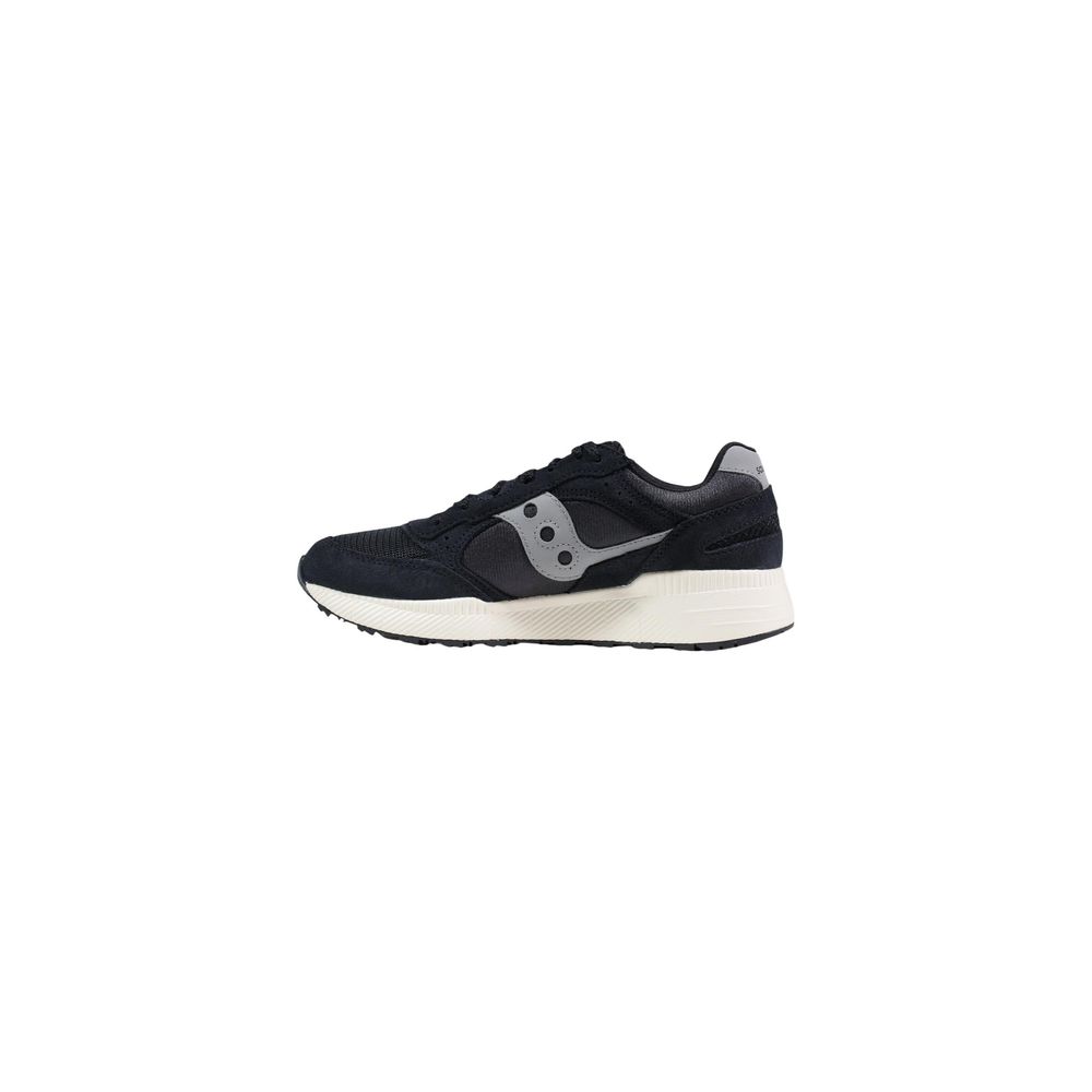 Black and white athletic sneakers with laces, featuring a bicolor design on the upper part of the shoes