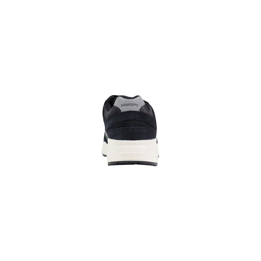 Black and white athletic sneaker with laces, logo on side, and textured sole