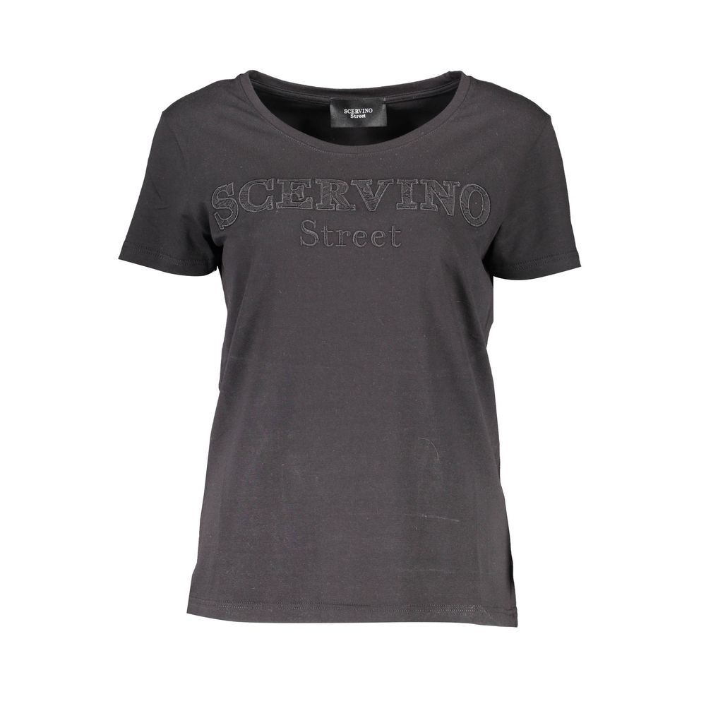 Black short sleeve shirt with embroidered logo on front